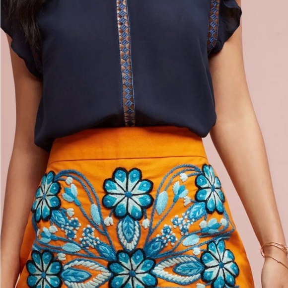 harare Dresses & Skirts - Anthropologie - Harare Bright Orange Embroidered Skirt! Gorgeous